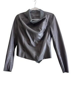 Blank NYC Gray Faux Leather Moto Jacket Size S